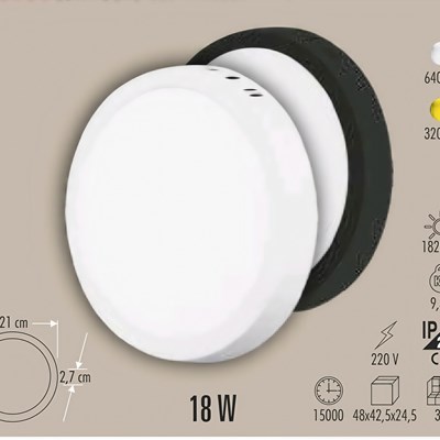 CATA 18 W SIVA ÜSTÜ PANEL YUVARLAK ( 5 ADET )