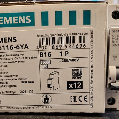 Siemens B 16 Amper W Otomat Sigorta ( 12 adet )