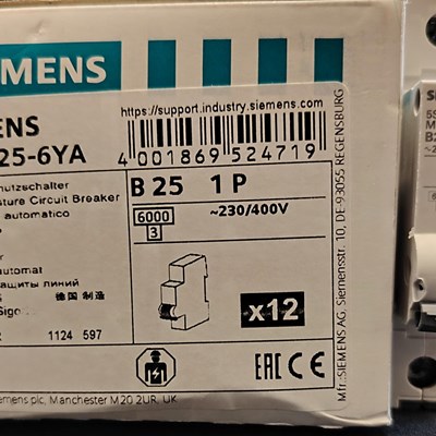 Siemens B 25 Amper W Otomat Sigorta ( 12 adet )